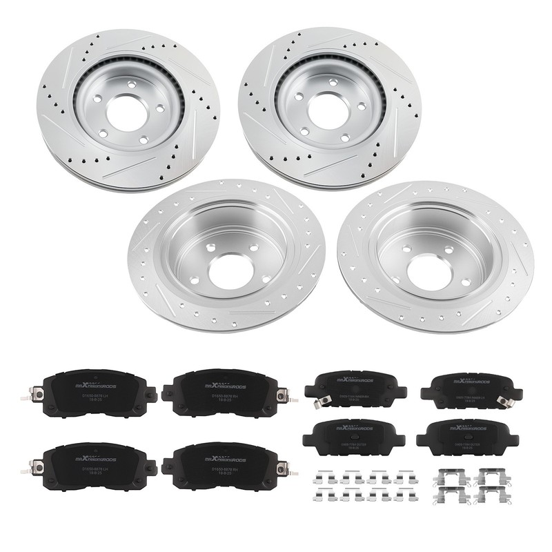 Front Rear Brake Rotors+Ceramic Brake Pads Kit for Nissan Altima 2013-23 P-1650
