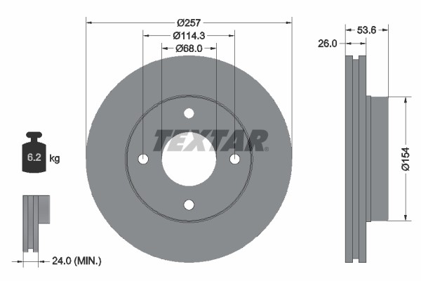 2X 92253103 TEXTAR Brake Disc for MITSUBISHI,NISSAN,NISSAN (ZHENGZHOU)