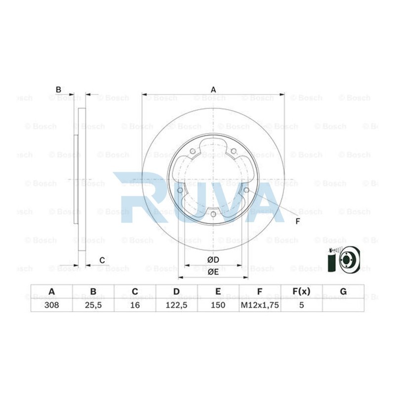 Fits Ford Transit 2014-2024 Ruva Rear Brake Discs 1815599 BK312A315AB