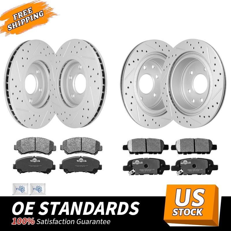 Front Rear Drilled Rotors Ceramic Brake Pads for 2009 – 2012 2013 Nissan Rogue