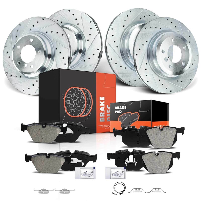 Front and Rear Drilled Brake Rotors & Ceramic Pads for BMW 335i 335d 335is 335xi