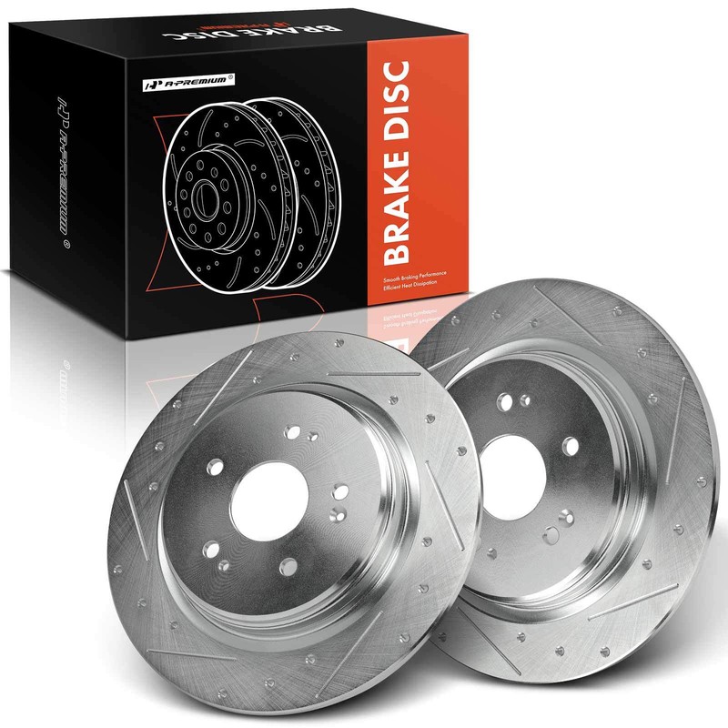 2x Rear Drilled Brake Rotors for Acura TLX 2015-2020 Honda CR-V 2017-2023 5-Lug
