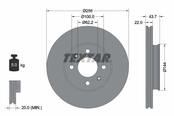 2X 92304603 Textar Brake Disc for Hyundai,Kia,Kia (DYK)