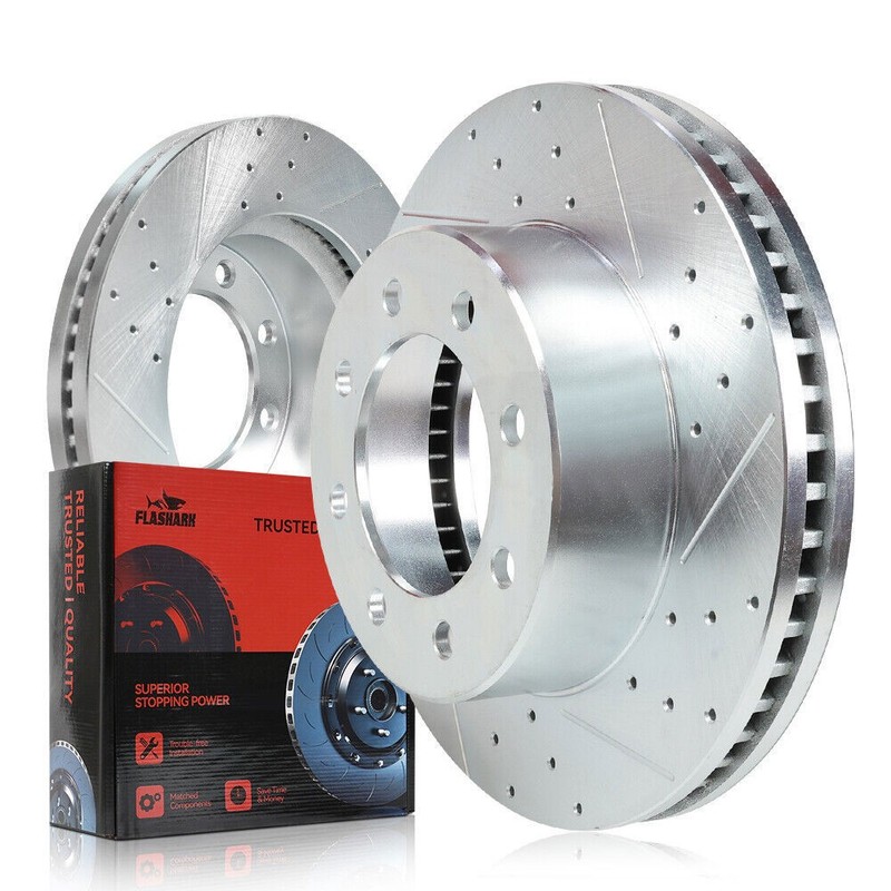 Front Drilled Slotted Brake Rotors w/ Brake for 2009-2018 Ram 2500 3500 V8