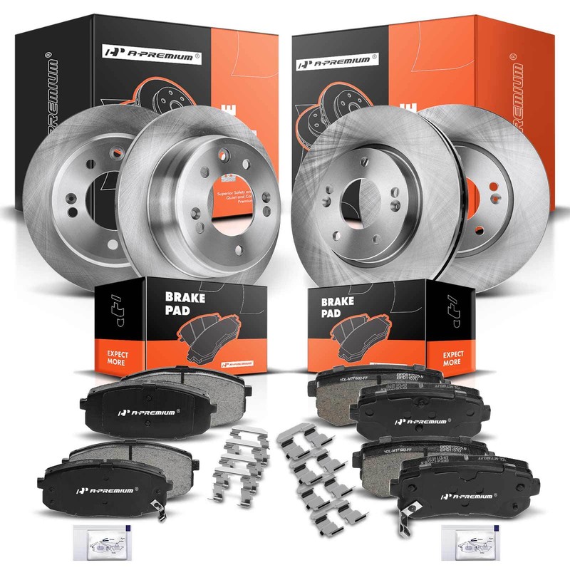 New Front and Rear Disc Brake Rotors & Brake Pads for Hyundai Elantra 11-12 2.0L