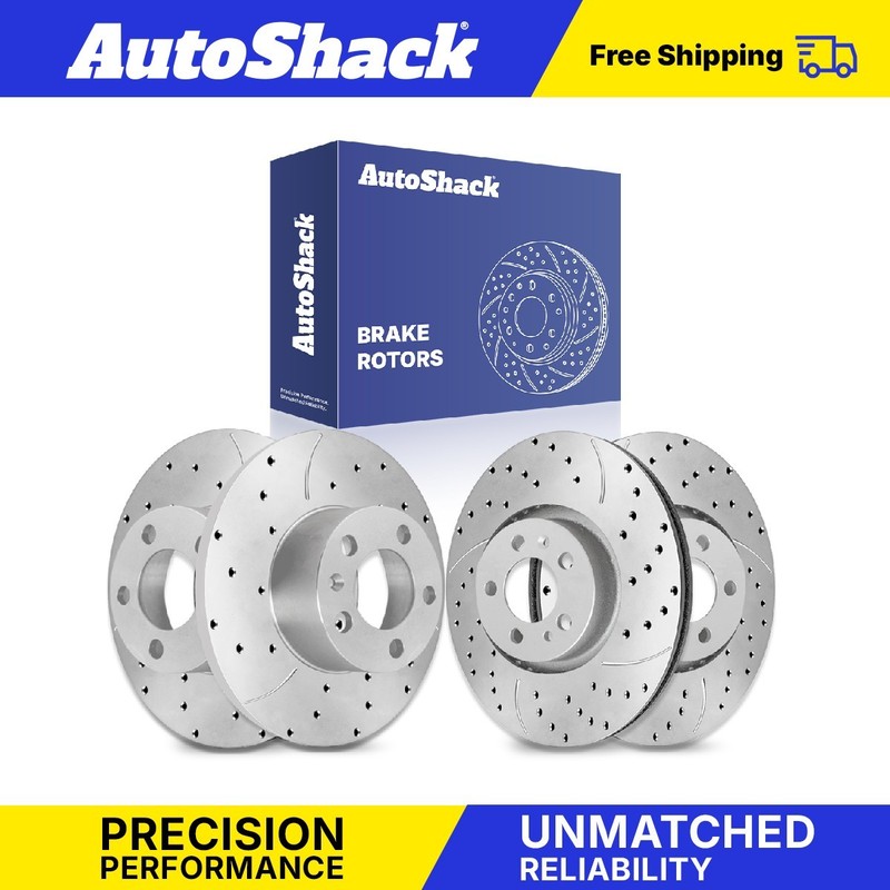 Front Rear Drilled Slotted Brake Rotors for VW, Golf City 2007-2010, FWD L4 2.0L