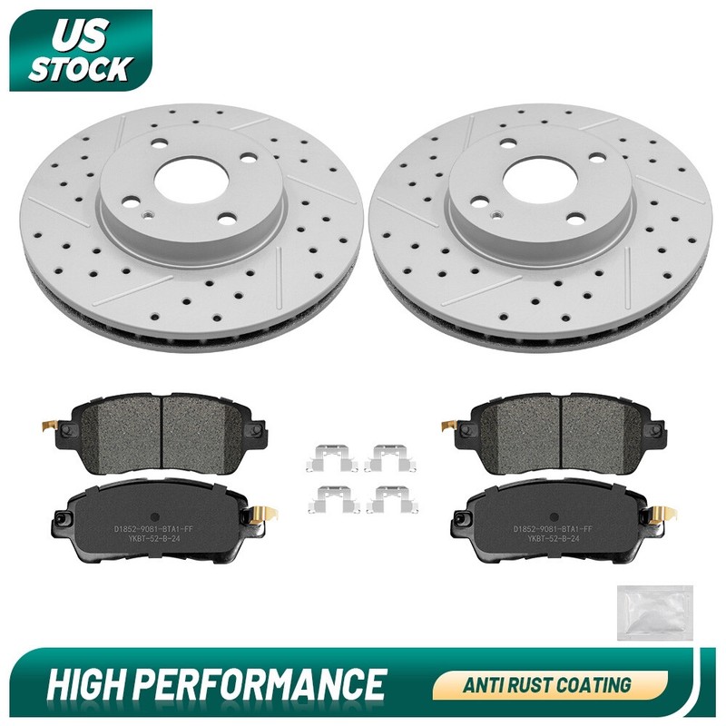 Front Drilled Disc Brake Rotors+ Ceramic Pads Kit forToyota Yaris iA Scion iA