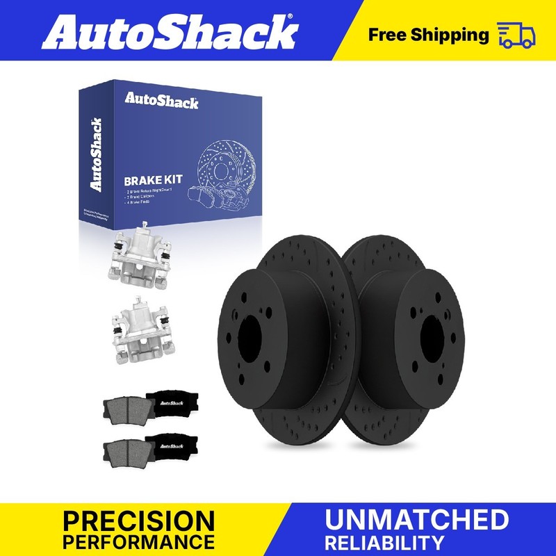 Rear Drilled Slotted Brake Rotors Premium Pads Calipers for Toyota, Camry 12-17