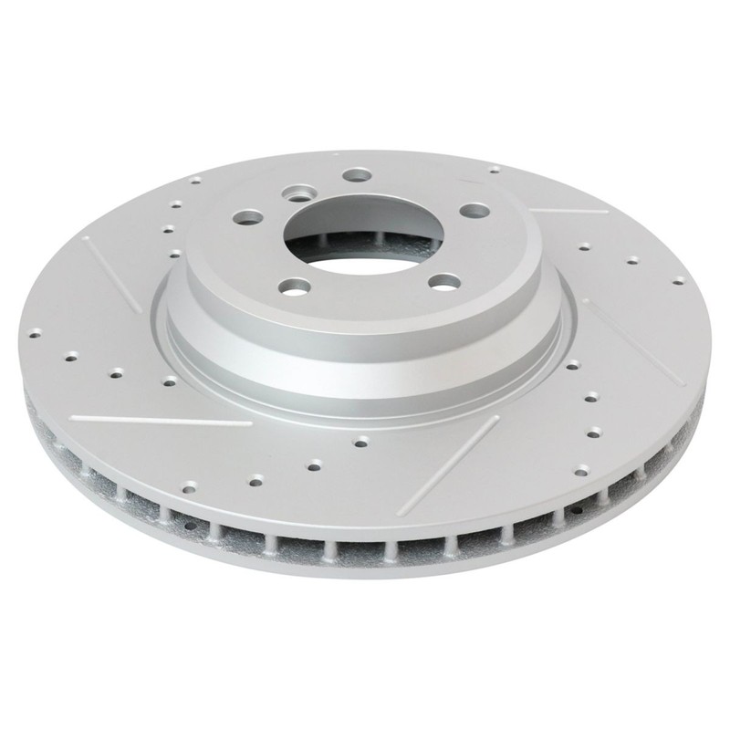 TRQ Front Ceramic Brake Pad & Performance Drilled Slotted Coated Rotor New gallery