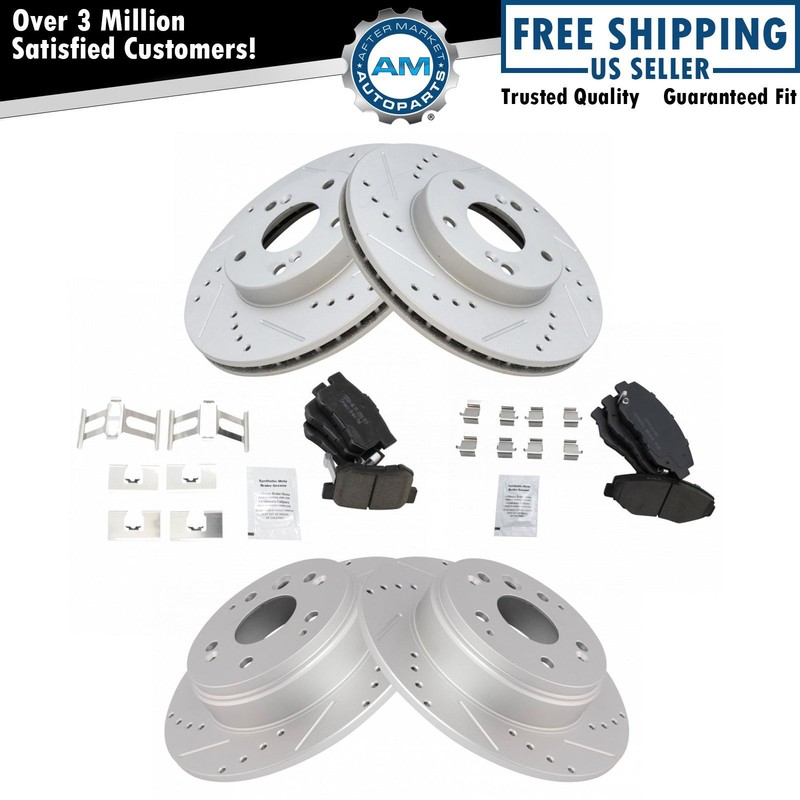 Performance Drilled Slotted Brake Rotor & Ceramic Pad Front & Rear Kit