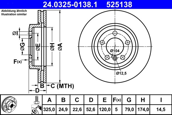 ATE 24.0325-0138.1 Brake Disc for BMW gallery