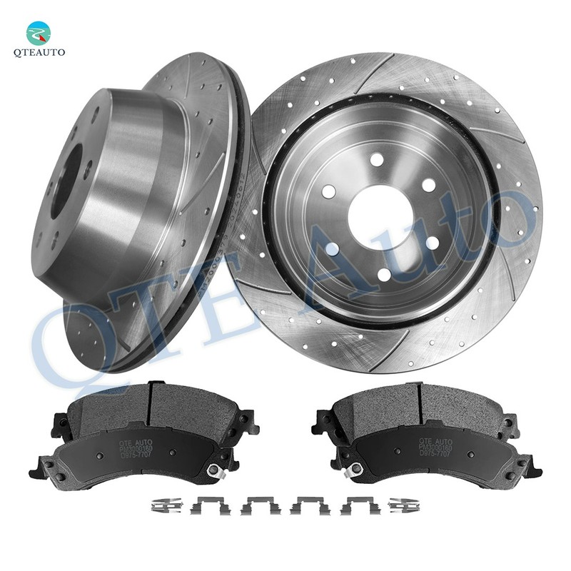 6PC Rear 325 Drilled Brake Rotors-Brake Pad For 2000 2002-2004 GMC Yukon XL 1500