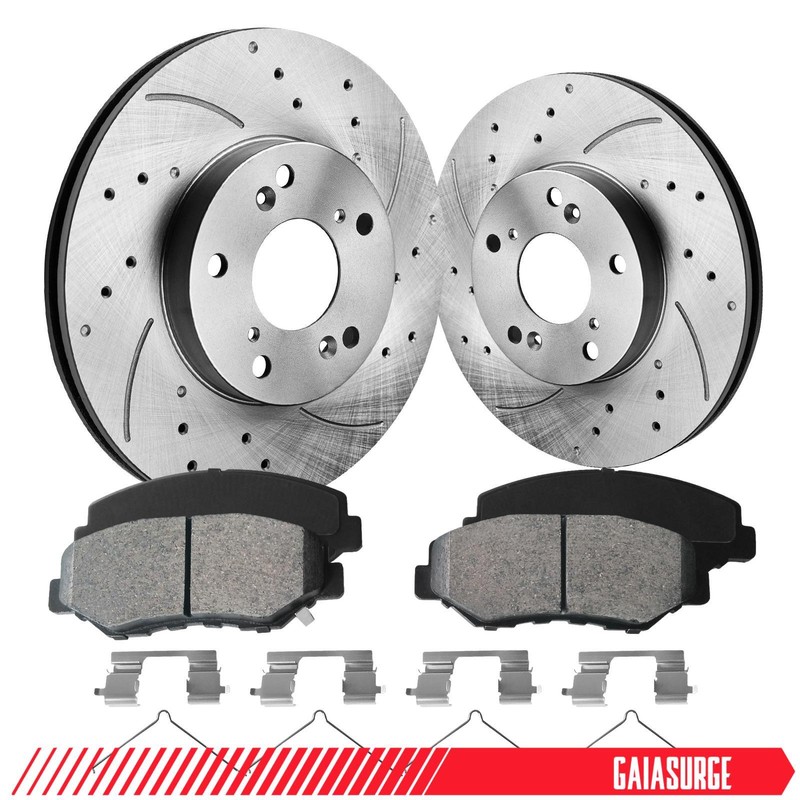 282mm Front DRILLED Rotors Ceramic Brake Pads For Honda Civic 2.0L 2013-2015