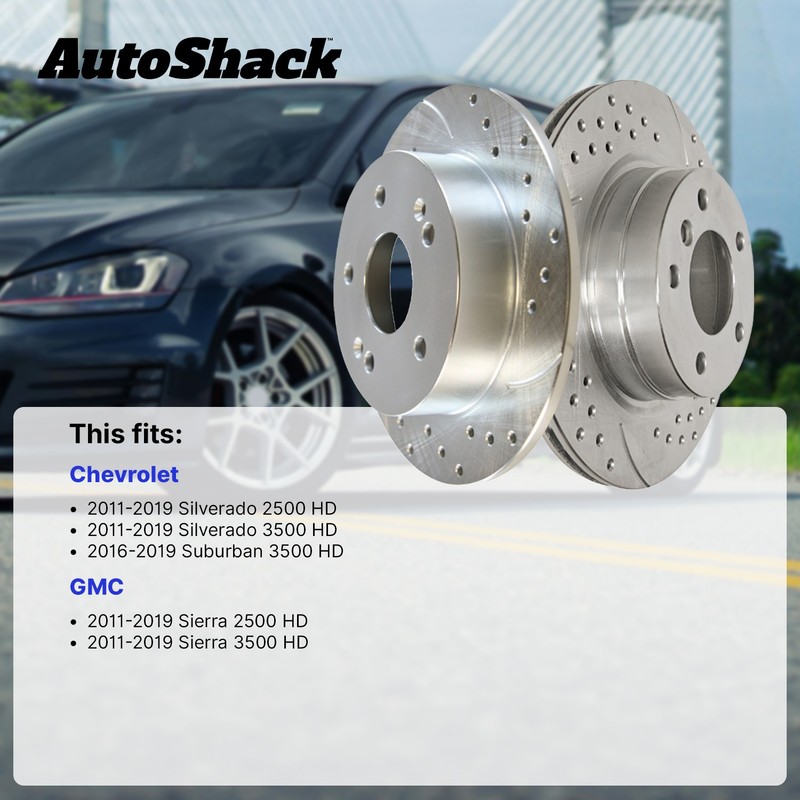 Front Drilled Slotted Brake Rotors Pad for Chevy, Silverado 2500 HD 11-19 gallery