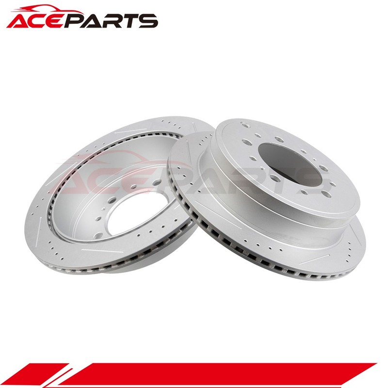 REAR BRAKE ROTORS FOR LEXUS LX570 TOYOTA LAND SEQUOIA TUNDRA DRILLED + SLOTTED gallery