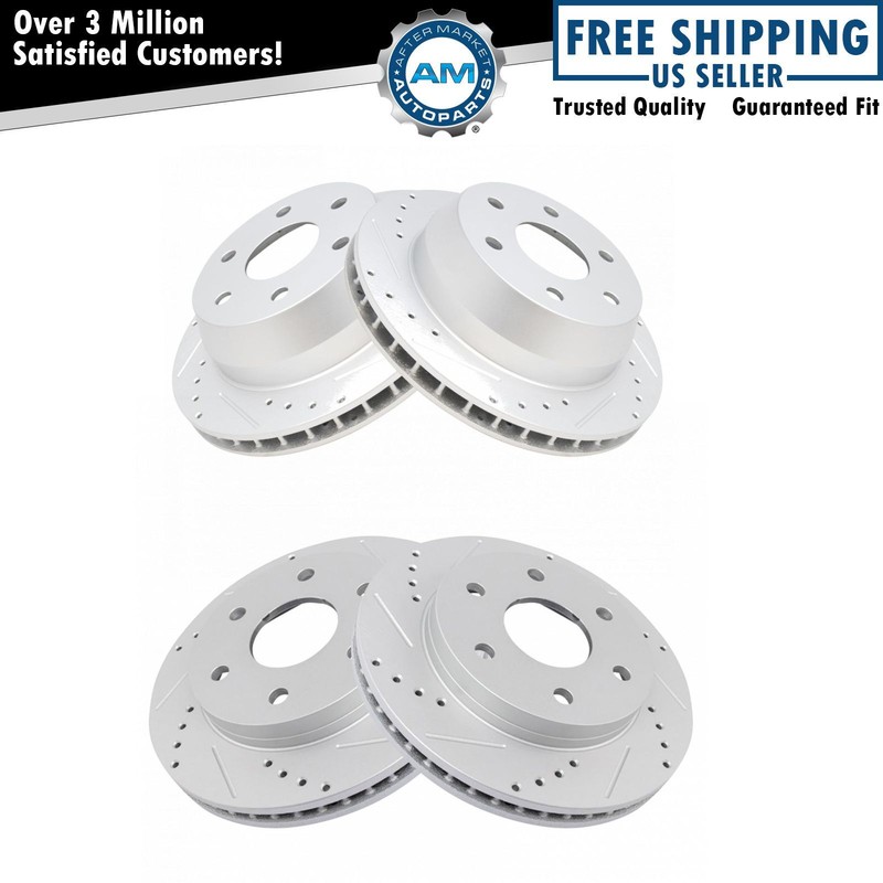 Performance Drilled & Slotted G-Coated Rotor Set of 4 for Chevy GMC
