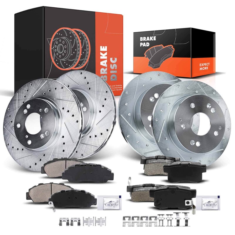 Front & Rear Drilled Rotors & Ceramic Brake Pad for Honda Accord 1998-2002 3.0L
