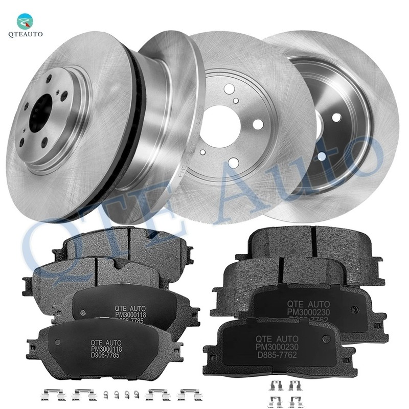 12 Front 296-Rear 269mm Brake Rotors-Ceramic Brake Pad For 2004-2006 Lexus ES330