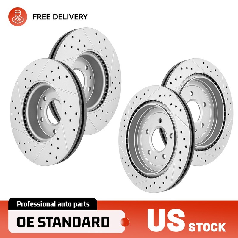STANDARD Brakes Front & Rear Drilled Disc Rotors Set For Cadillac ATS 2013-2019