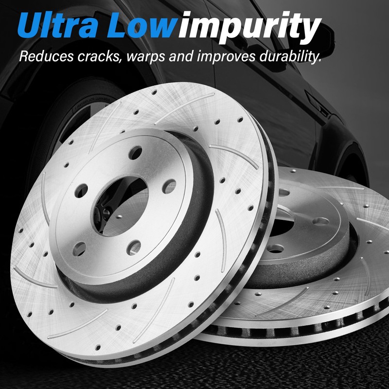 Front Drilled and Slotted Disc Brake Rotors Set for 2007 - 2017 Jeep Wrangler JK gallery