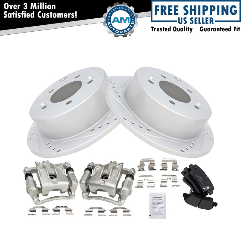 Rear Ceramic Brake Pad, Performance Rotor & Caliper Kit for Kia Hyundai