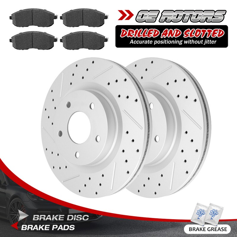 For Nissan Altima 2007 2008 2009 2010-2013 Front Drilled Brake Rotors+Brake Pads