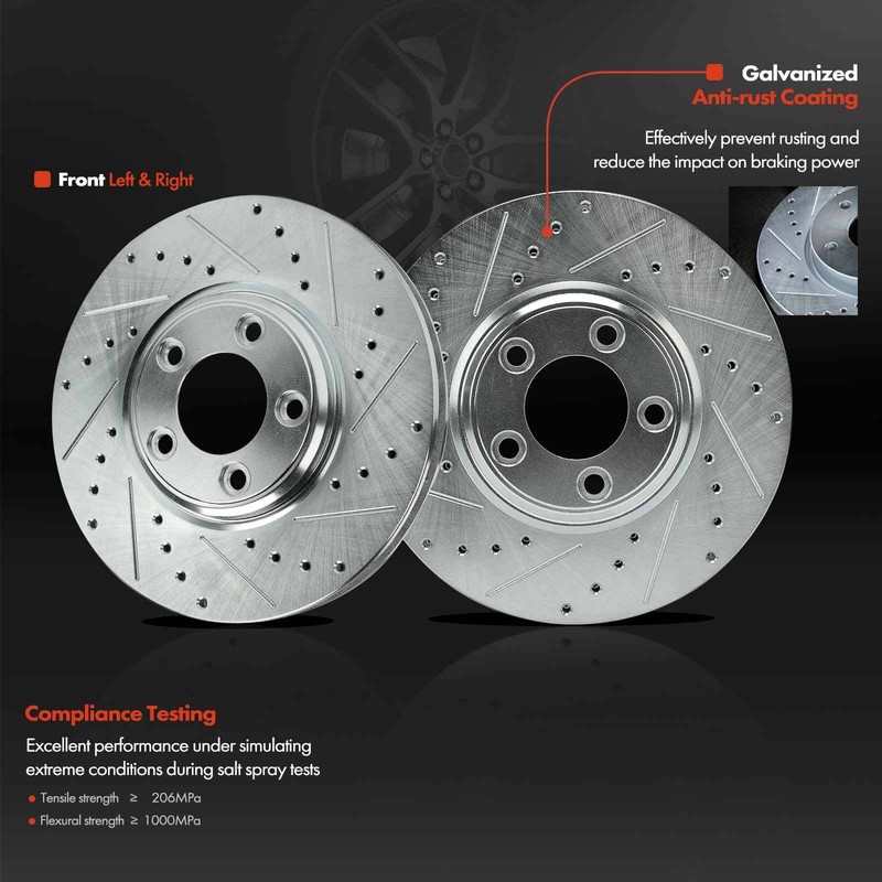 Front Drilled & Slotted Brake Rotors for Ford Thunderbird Jaguar S-Type Lincoln gallery