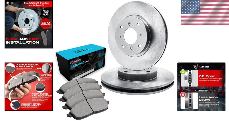 High-Performance Blank Brake Rotors & Ceramic Pad Kit - OEM Quality 2006-2019 gallery