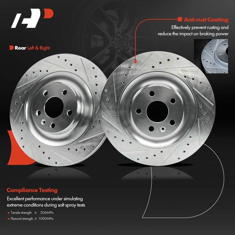 2Pcs New Rear Drilled Brake Rotors for Volvo C40 Recharge 22-23 XC40 XC90 16-22 gallery