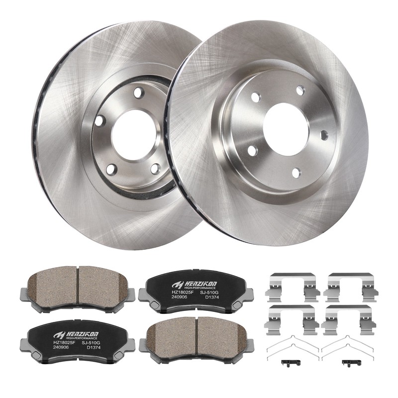 Front & Rear Disc Rotors + Ceramic Brake Pads for Nissan Rogue 2008-2013 5-Lug gallery