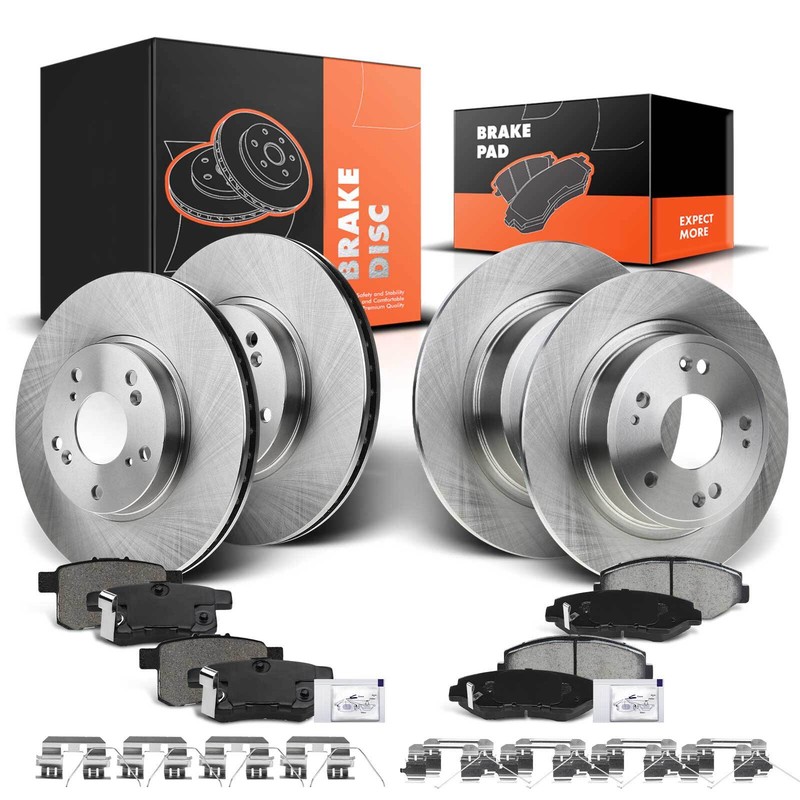 Front and Rear Disc Brake Rotors & Brake Pads for Honda Accord 08-12 14-17 2.4L
