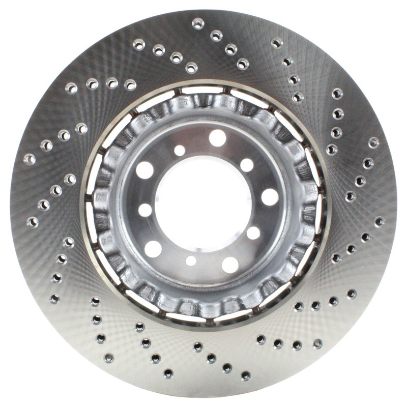SHW Performance Front Left Vented Drilled 325mm Disc Brake Rotor For BMW E46 M3 gallery
