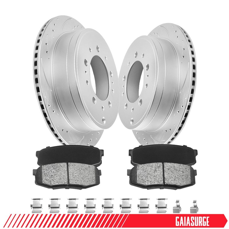 Rear Disc Brake Rotors & Ceramic Pads for 2008-2021 Toyota Tundra Sequoia LX570