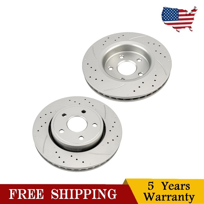 2x Drilled & Slotted Front Brake Rotors For 05 06-10 Jeep Grand Cherokee 53026