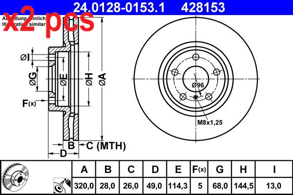 X2 PCS L&R SIDES BRAKE DISC 24.0128-0153.1