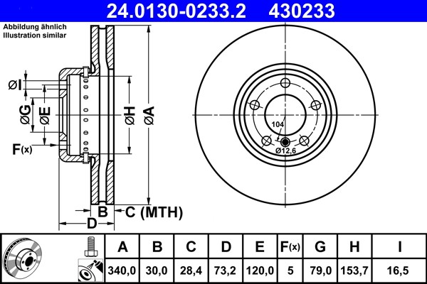 ATE 24.0130-0233.2 Brake Disc for BMW gallery