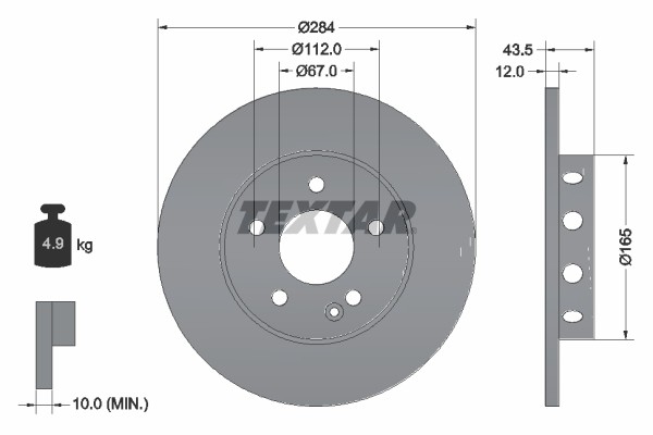 2X 92059303 Textar Brake Disc for Mercedes Benz