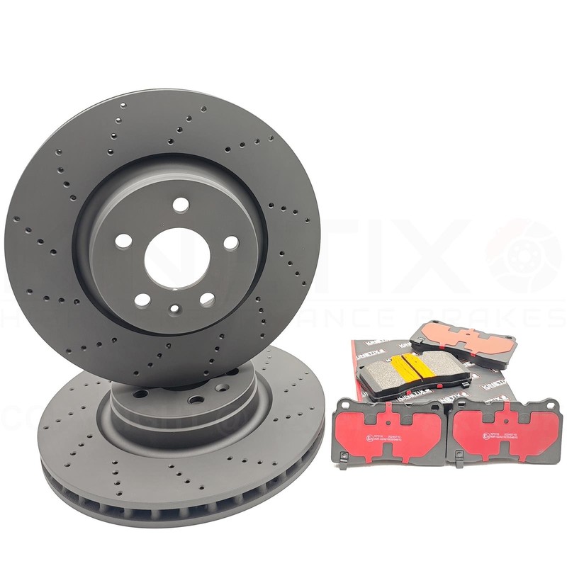 FOR TESLA MODEL S PLAID DRILLED FRONT BRAKE DISCS RACING PADS 355mm X 32mm