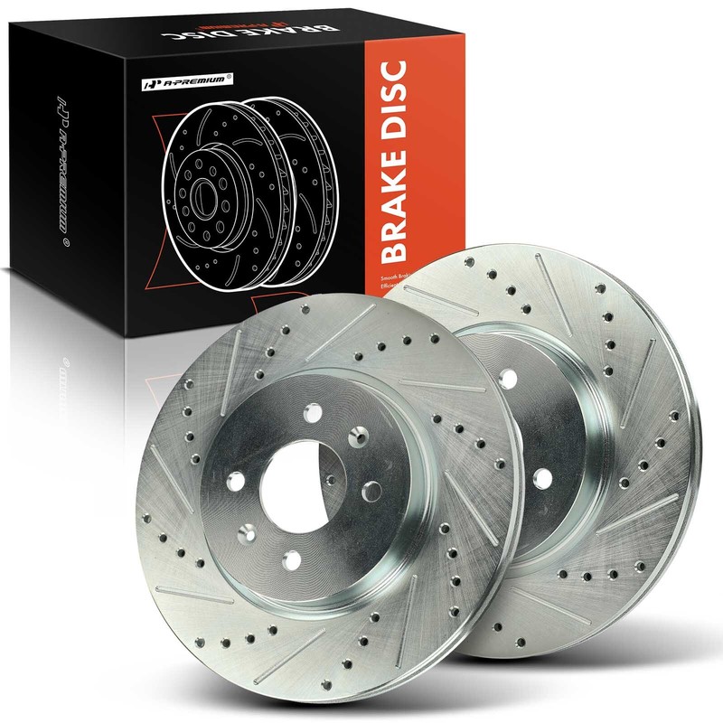 A-Premium Front Side Drilled Brake Rotors for Hyundai Accent 2018-2020 Kia Rio