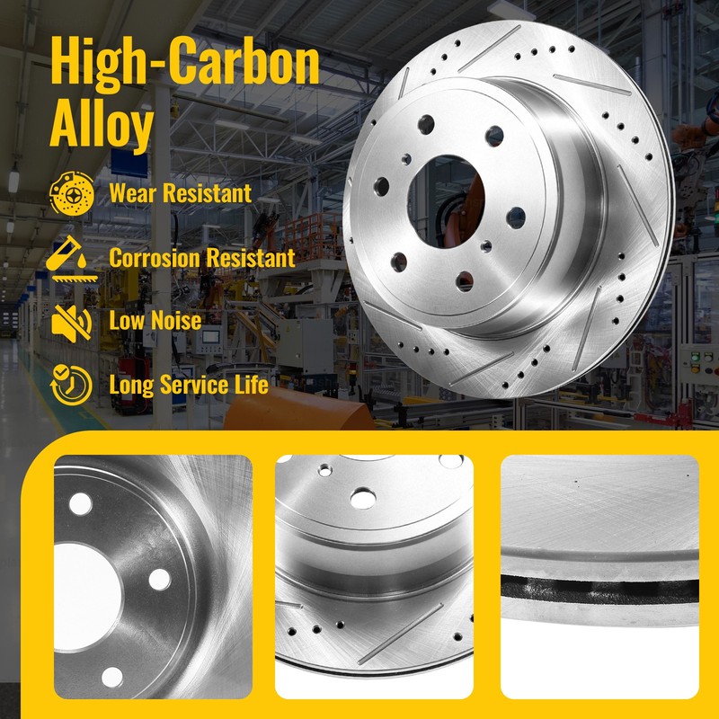 Front Rear Drilled Rotors Brake Pads for Chevy GMC Silverado Sierra 1500 Yukon gallery