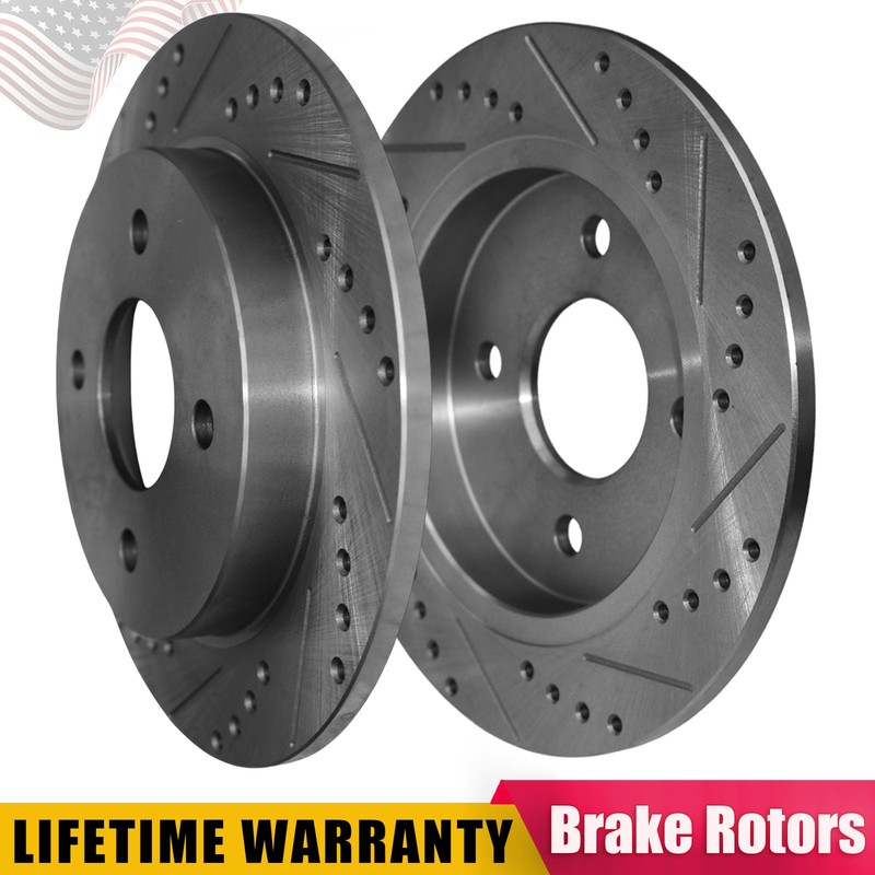 253mm Rear Drilled Brake Rotors for Ford Fiesta 214-2019 Focus 2001-2007 Pair