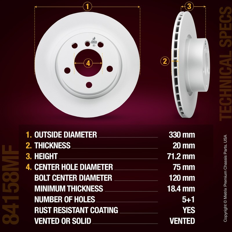 Rear Disc Brake Rotor for 2011-2017 BMW X3 2015-2018 BMW X4 12.99 inch gallery