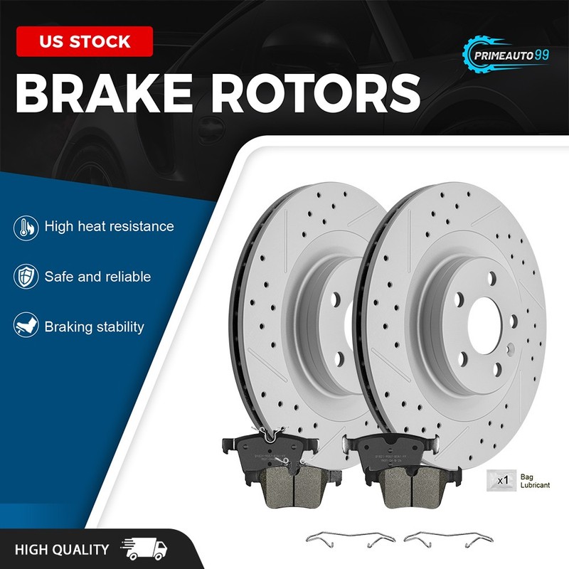 12.60 inch Rear Drilled Brake Rotors + Pads Kits for Volvo S60 XC90 XC60 S90 V90