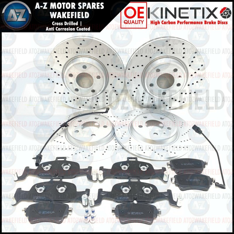 FOR AUDI A7 50 TFSI DRILLED FRONT REAR BRAKE DISCS PADS SENSORS 318mm 300mm 4K
