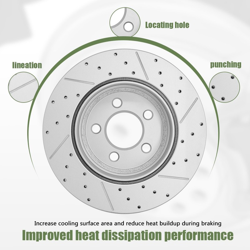 Rear Drilled Rotors Ceramic Brake Pads for 2004-2008 Ford F-150 Lincoln Mark LT gallery