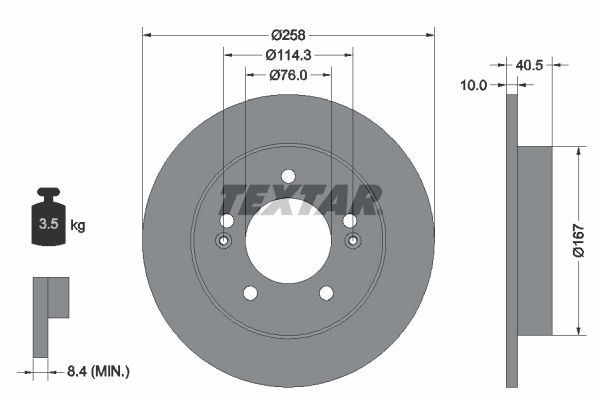 2x Brake Discs Set Rear Solid Coated Fits Hyundai ix20 Kia Venga TEXTAR 92226103 gallery