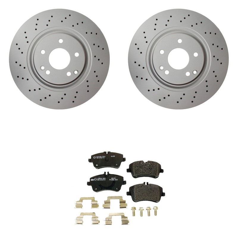 Hella Pagid Front 330mm Rotors Low-Met Disc Brake Pad Kit For W203 C320 112.953