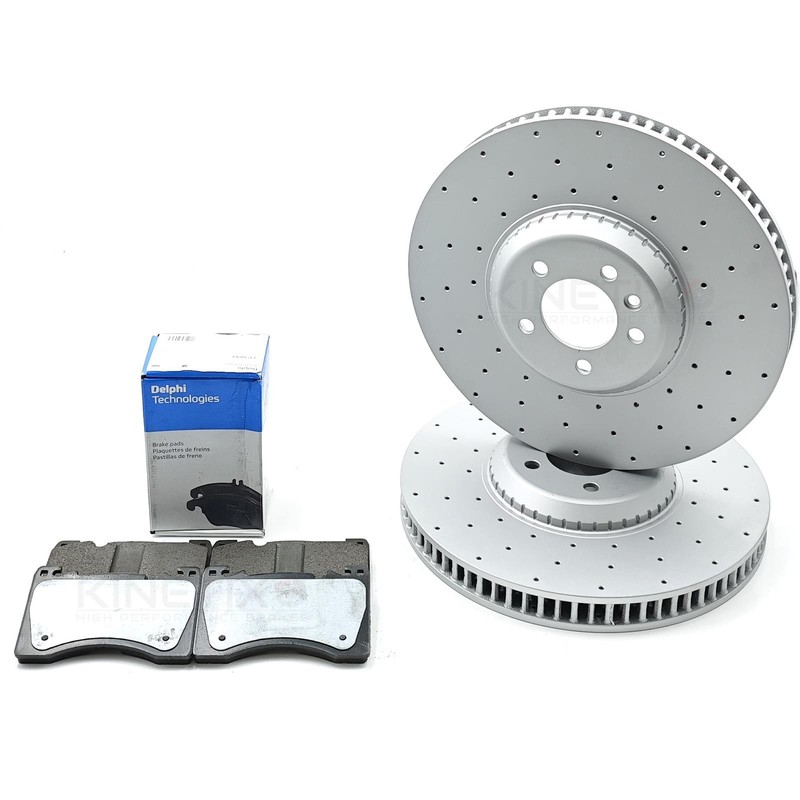 FOR RANGE ROVER SPORT P530 VERMILLION EDITION DRILLED FRONT BRAKE DISCS PADS 19″