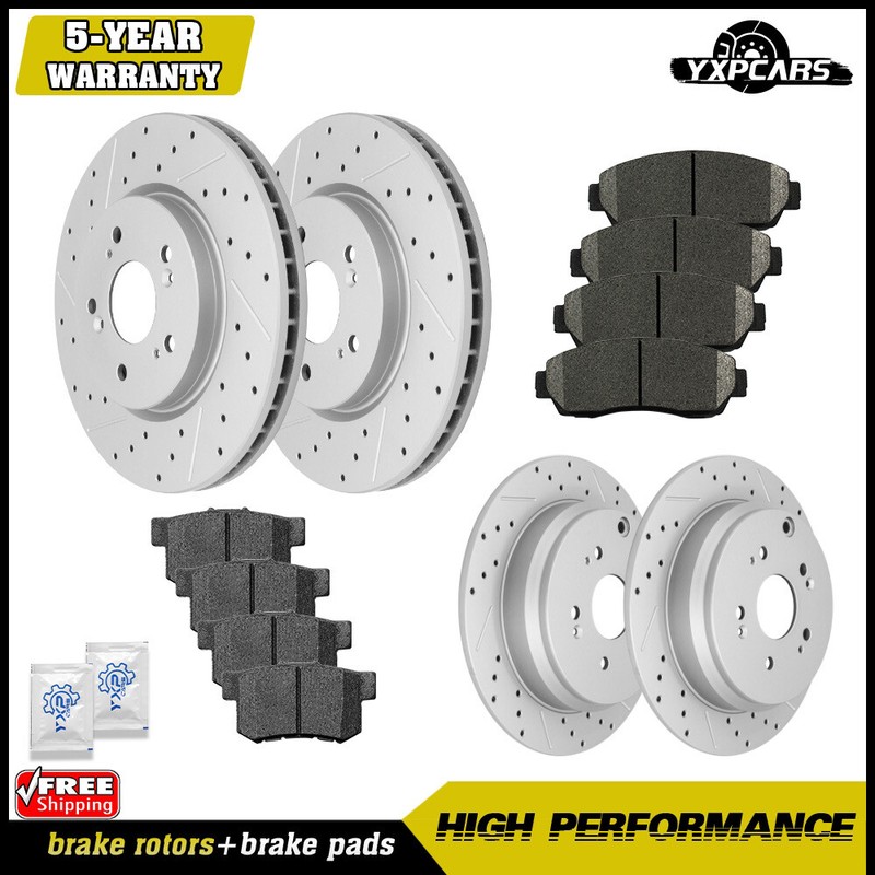 Front & Rear Brake Rotors + Brake Pads for 2010 2011 2012 Honda CR-V Acura RDX