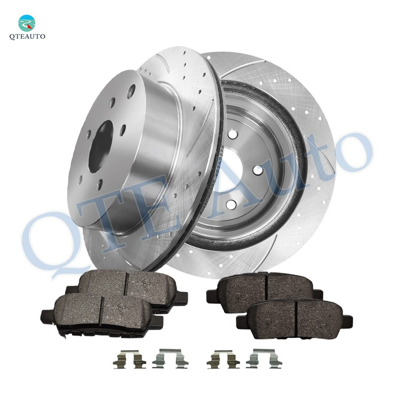 6PC Rear Drilled Brake Rotors 308mm-Ceramic Brake Pad To 2003-2008 Infiniti FX45